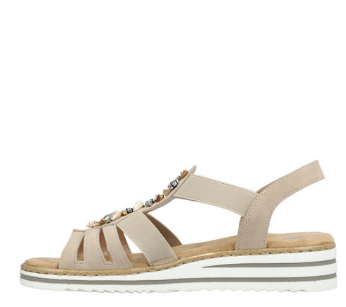 Sandale casual, dama, RIEKER, ANTISTRESS, V0649-62 bej, piele ecologica